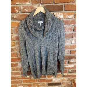 Calvin Klein Womens Cowl Neck Black White Chunky Knit Sweater Size L